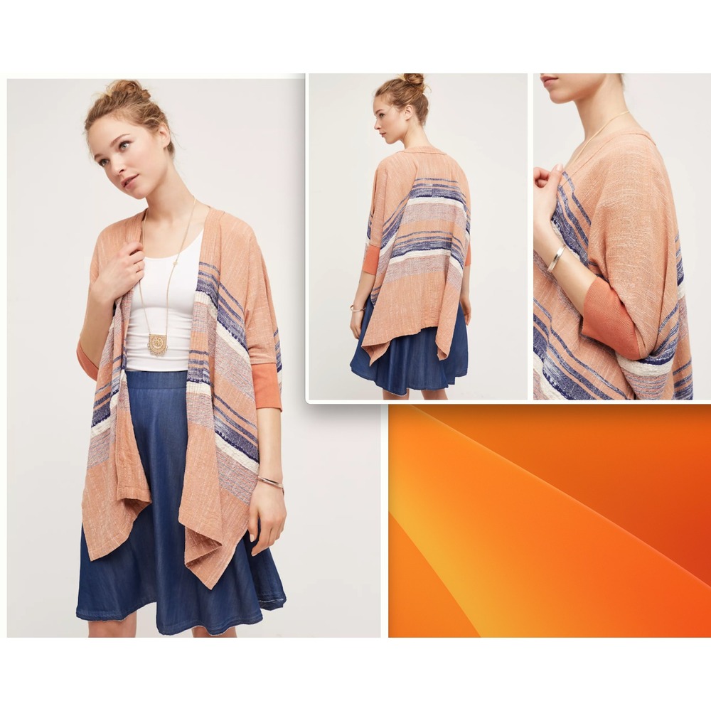 Anthropologie Elevenses Shoreline Kimono Size Medium / Large Coral Oversized 2